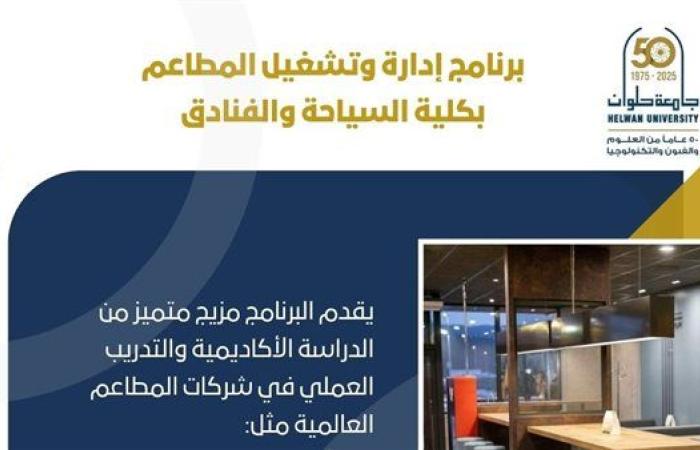 تنسيق الجامعات 2025.. تعرف على برنامج بكالوريوس إدارة وتشغيل المطاعم بسياحة حلوان