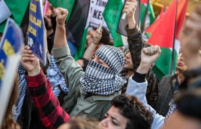 آلاف الأتراك يتظاهرون في إسطنبول احتجاجًا على العدوان الإسرائيلي ودعمًا لغزة