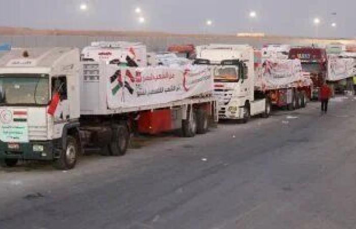 دخول 134 شاحنة مساعدات إلى قطاع غزة عبر ميناء رفح البري