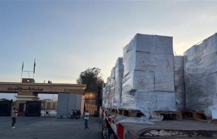 الهلال الأحمر المصري يدفع 2500 طن مساعدات عبر قافلة «زاد العزة» الـ 31 لغزة