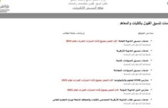نتيجة تنسيق المرحلة الثالثة.. مكتب التنسيق يبدأ رفع النتيجة بالموقع الإلكترونى