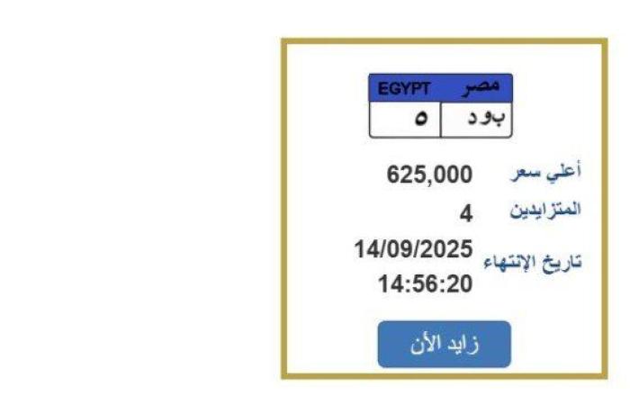 سعرها تخطى 600 ألف جنيه.. خطوات التزايد على لوحة سيارة مميزة