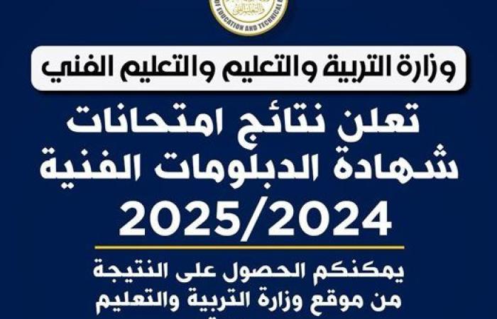 رابط نتيجة الدبلومات الفنية 2025 على موقع وزارة التربية والتعليم