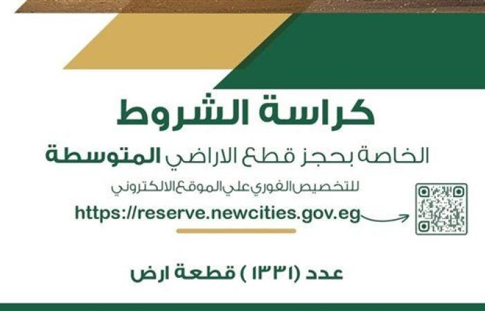 ننشر كراسة شروط 1331 قطعة أرض للإسكان المتوسط بسعر يبدأ 3000 جنيه