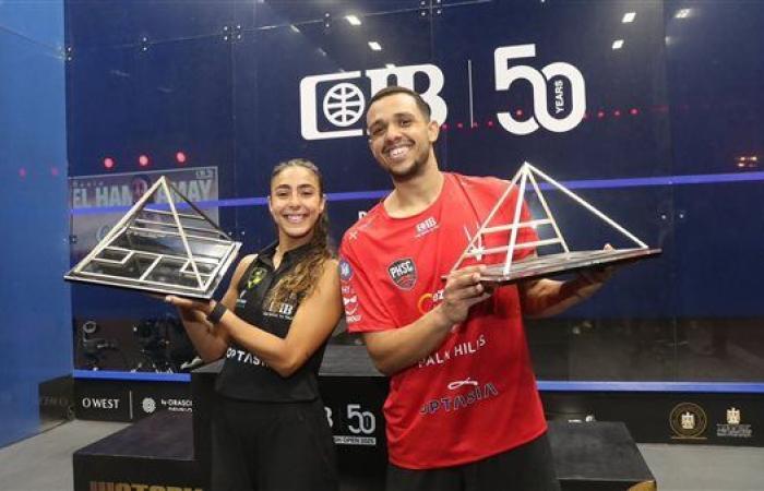 وزير الرياضة يهنئ هانيا الحمامي ومصطفى عسل بالتتويج ببطولة مصر المفتوحة للإسكواش
