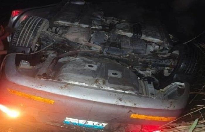 مصرع زوجين وإصابة نجلهما انقلبت بهم سيارة ملاكي بترعة على الطريق الزراعي بالبحيرة